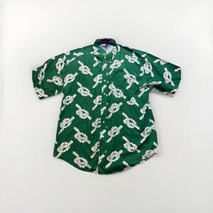 Tommy Hilfiger Nautical Knot Rope Resort Shirt Short Sleeve Mens XL Green